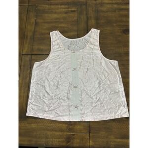 Vintage Petra Fashions Pink Striped Coquette Top Lace Bow Detail Size Large USA